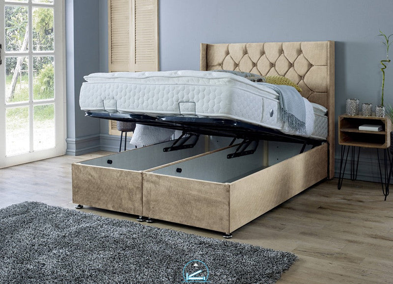 Marlon 5ft Kingsize Ottoman Bed Frame- Velvet Steel