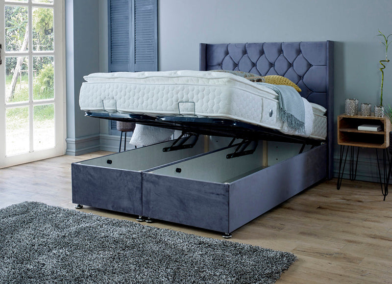 Marlon 3ft Single Ottoman Bed Frame- Velvet Grey