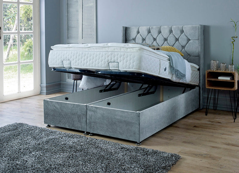 Marlon 4ft Ottoman Bed Frame- Velvet Grey