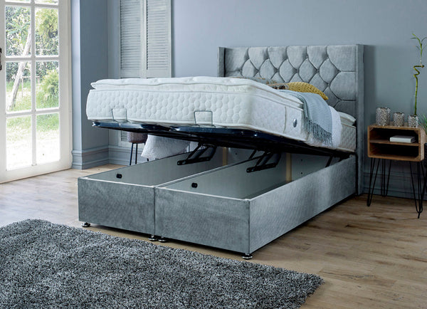 Marlon 3ft Single Ottoman Bed Frame- Naples Silver