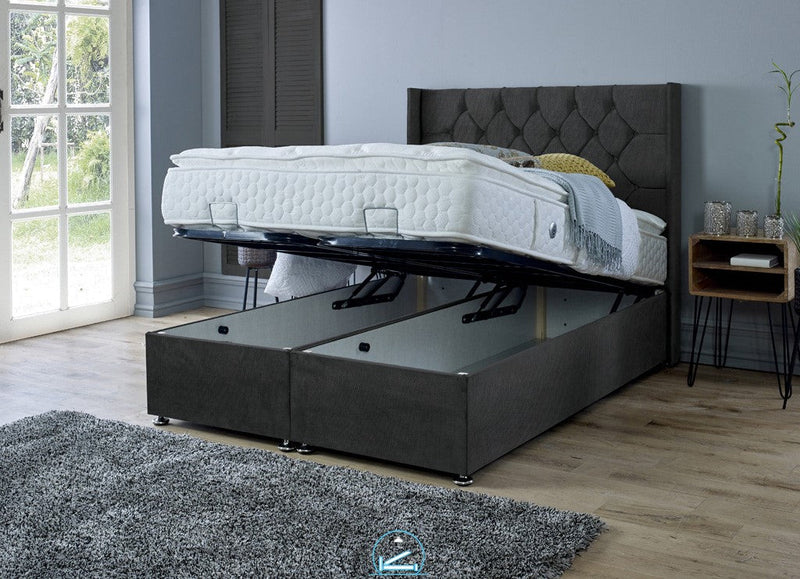 Marlon 4ft Ottoman Bed Frame- Naples Silver