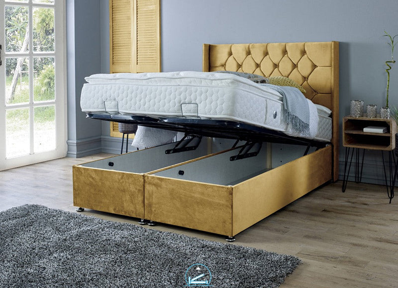 Marlon 6ft Superking Ottoman Bed Frame- Velvet Silver