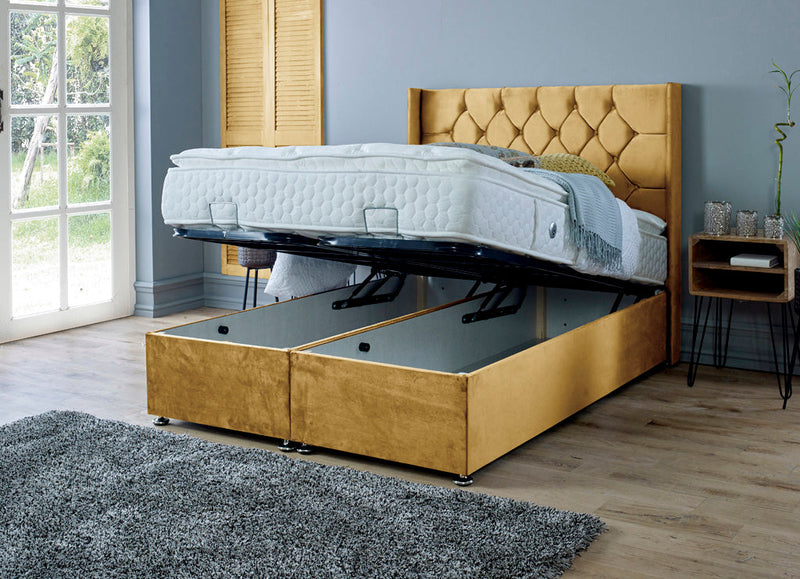 Marlon 5ft Kingsize Ottoman Bed Frame- Velvet Steel