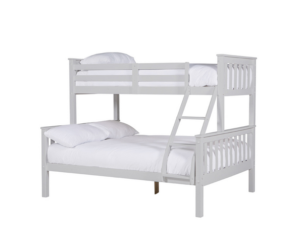 Brunos Triple Bunk Bed Frame, 3ft Single & 4ft 6 Double - Grey