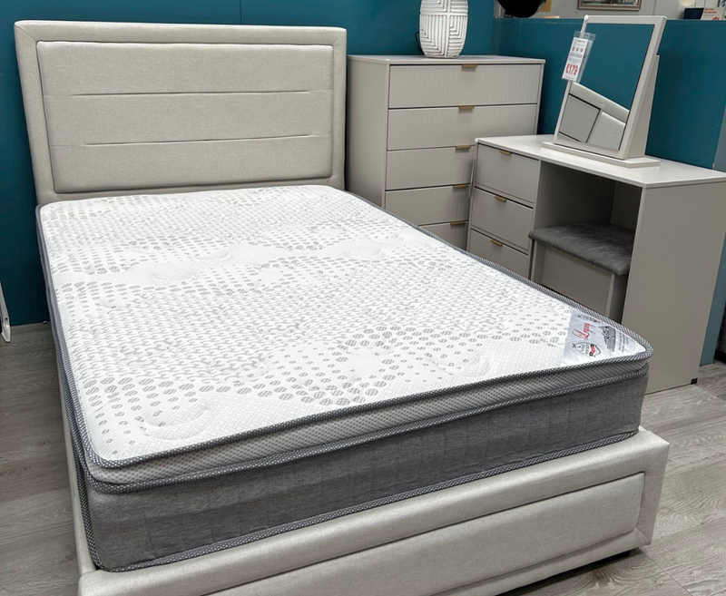 Perth Ottoman Clean Lines Bed Frame - Beige