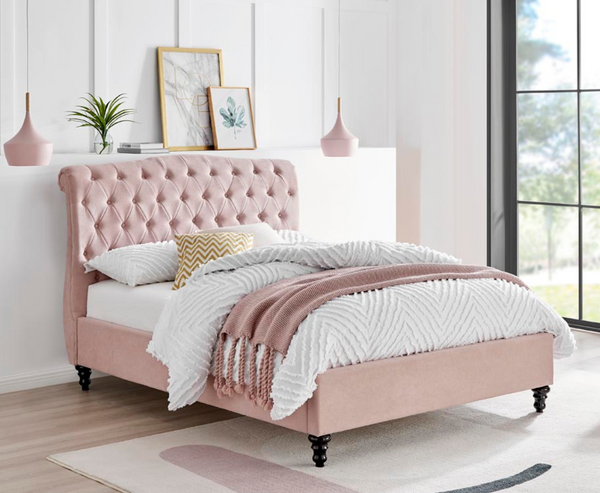 Riley 4ft6 Double Bed Frame - Baby Pink