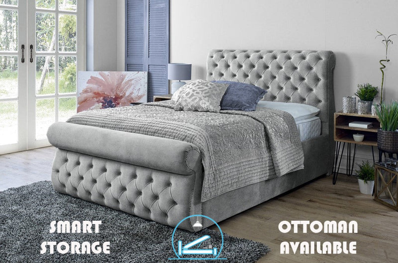 Alicante 5ft Kingsize Ottoman Bed Frame- Naples Grey