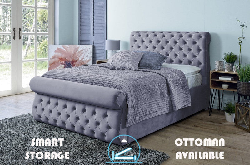 Alicante 3ft Single Ottoman Bed Frame- Velvet Grey