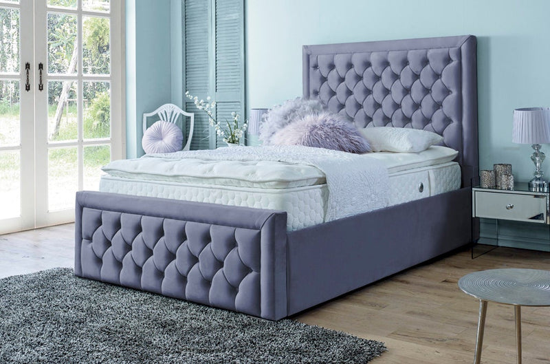 Lewis 6ft Superking Bed Frame- Velvet Blue