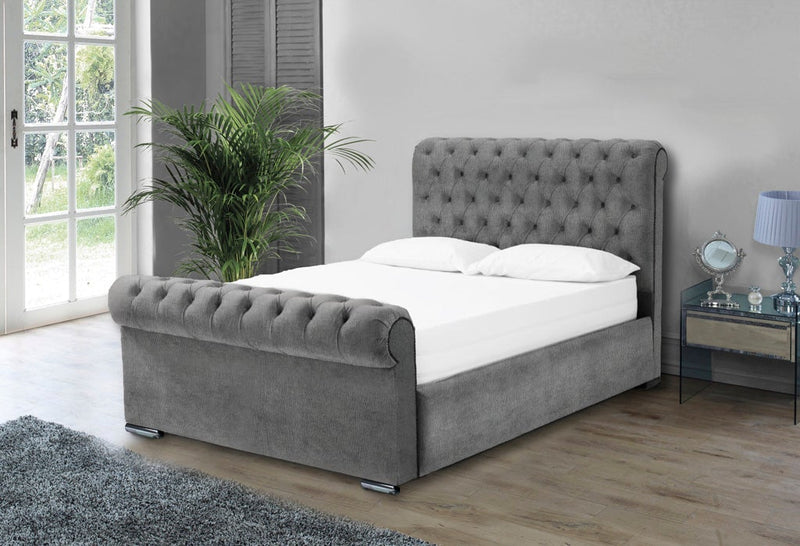 Benito 4ft Ottoman Bed Frame- Velvet Silver