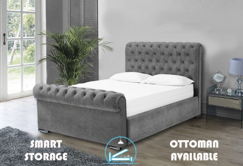 Benito 4ft Ottoman Bed Frame- Velvet Grey