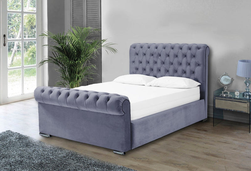 Benito 4ft Ottoman Bed Frame- Velvet Blue