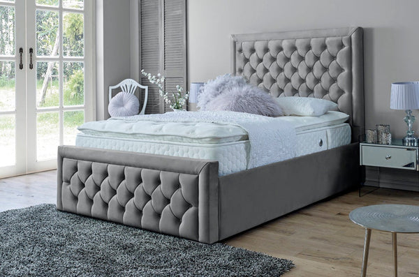 Lewis 5ft Kingsize Bed Frame- Velvet Grey