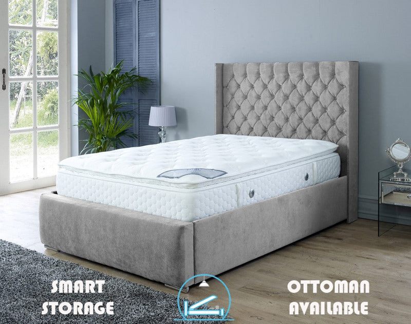 Rose 3ft Single Ottoman Bed Frame- Naples Silver