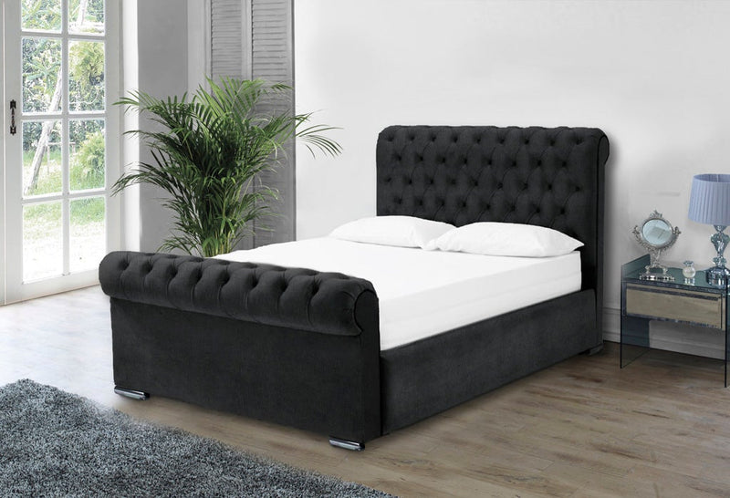 Benito 3ft Single Bed Frame- Velvet Silver