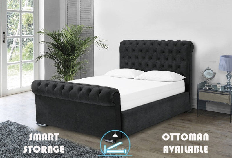 Benito 4ft Ottoman Bed Frame- Velvet Silver