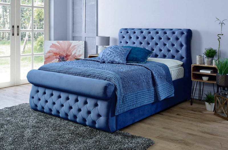 Alicante 4ft 6 Ottoman Bed Frame- Velvet Blue