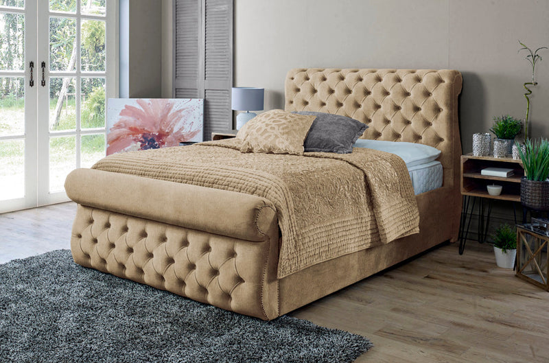 Alicante 5ft Kingsize Ottoman Bed Frame- Velvet Beige