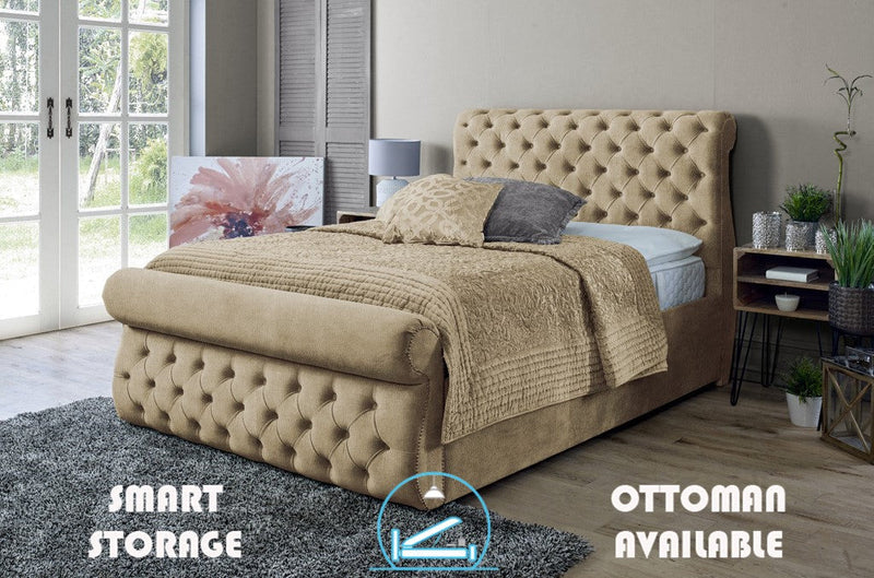 Alicante 3ft Single Bed Frame- Velvet Beige