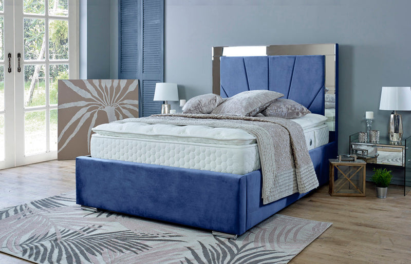 Aurora 3ft Single Ottoman Bed Frame- Velvet Blue