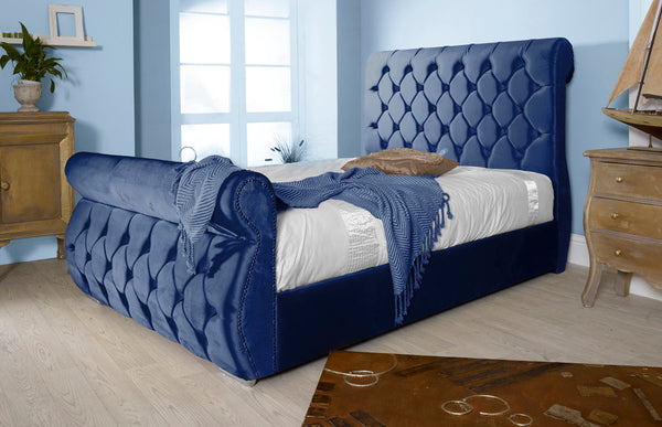 Chester 5ft Kingsize Ottoman Bed Frame- Velvet Steel