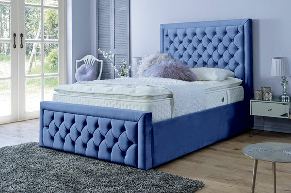 Lewis 4ft 6 Ottoman Bed Frame- Velvet Blue