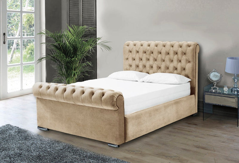 Benito 4ft Ottoman Bed Frame- Velvet Silver