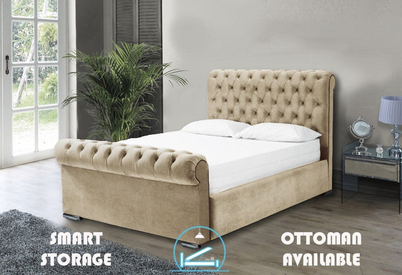 Benito 4ft 6 Ottoman Bed Frame- Velvet Mustard