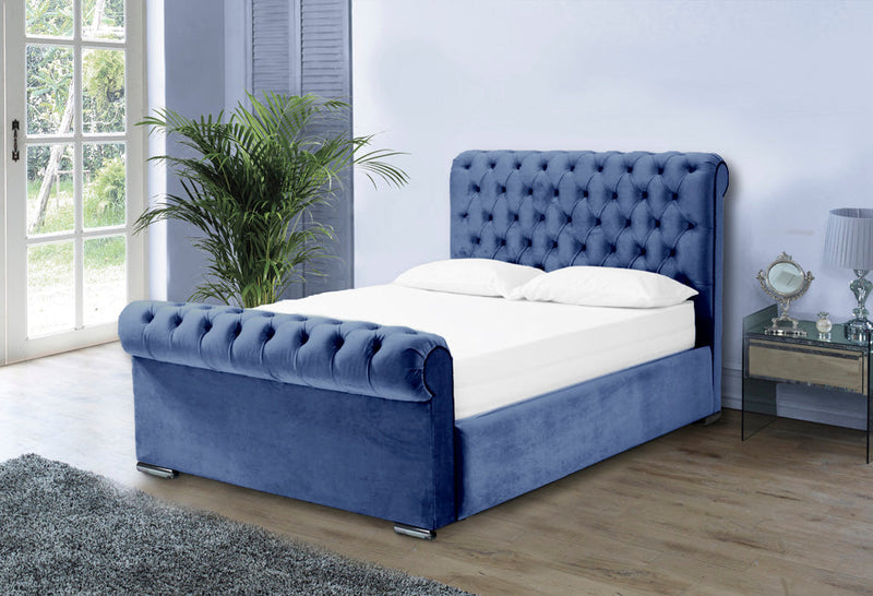 Benito 6ft Superking Ottoman Bed Frame- Velvet Blue