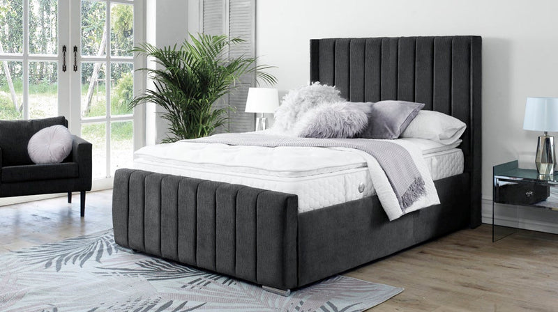 Topaz 4ft 6 Ottoman Bed Frame- Velvet Steel