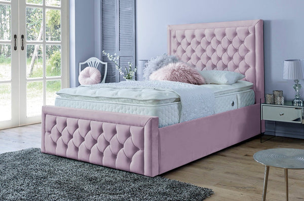 Lewis 4ft 6 Ottoman Bed Frame- Velvet Pink