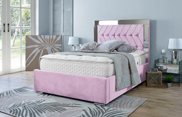 Parie 5ft Kingsize Ottoman Bed Frame- Velvet Pink