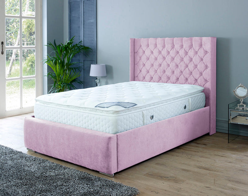 Pink divan deals single bed