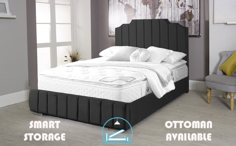 Art Deco 4ft Ottoman Bed Frame- Naples Black