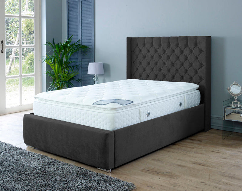 Rose 3ft Single Ottoman Bed Frame- Velvet Blue