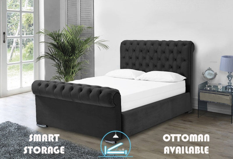 Benito 4ft Ottoman Bed Frame- Velvet Blue