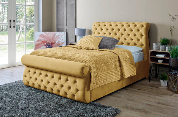 Alicante 4ft 6 Bed Frame- Velvet Mustard