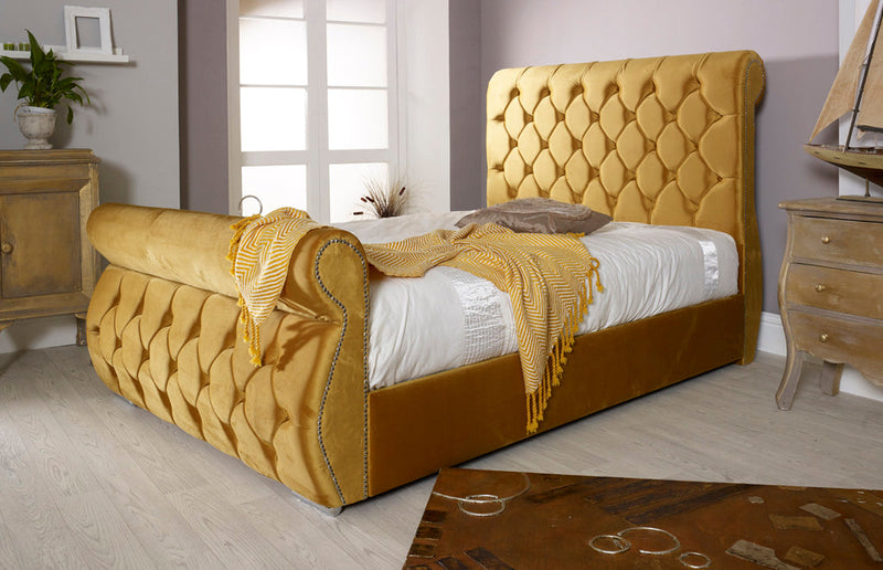 Chester 3ft Single Ottoman Bed Frame- Velvet Mustard