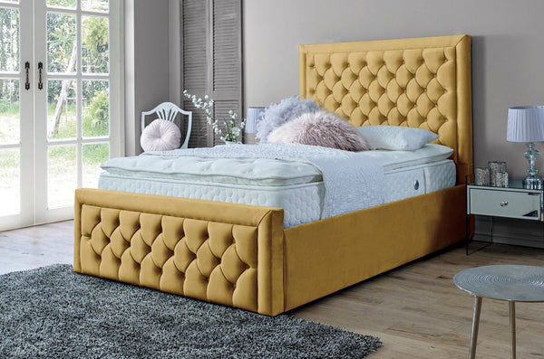 Lewis 3ft Single Bed Frame- Velvet Mustard