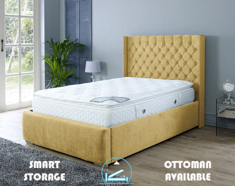 Rose 4ft 6 Ottoman Bed Frame- Velvet Steel