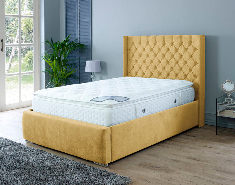 Rose 5ft Kingsize Ottoman Bed Frame- Velvet Steel