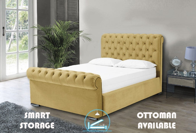 Benito 4ft 6 Ottoman Bed Frame- Velvet Mustard