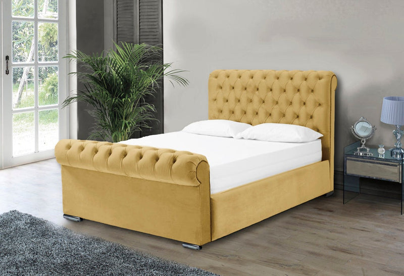 Benito 5ft Kingsize Ottoman Bed Frame- Velvet Steel