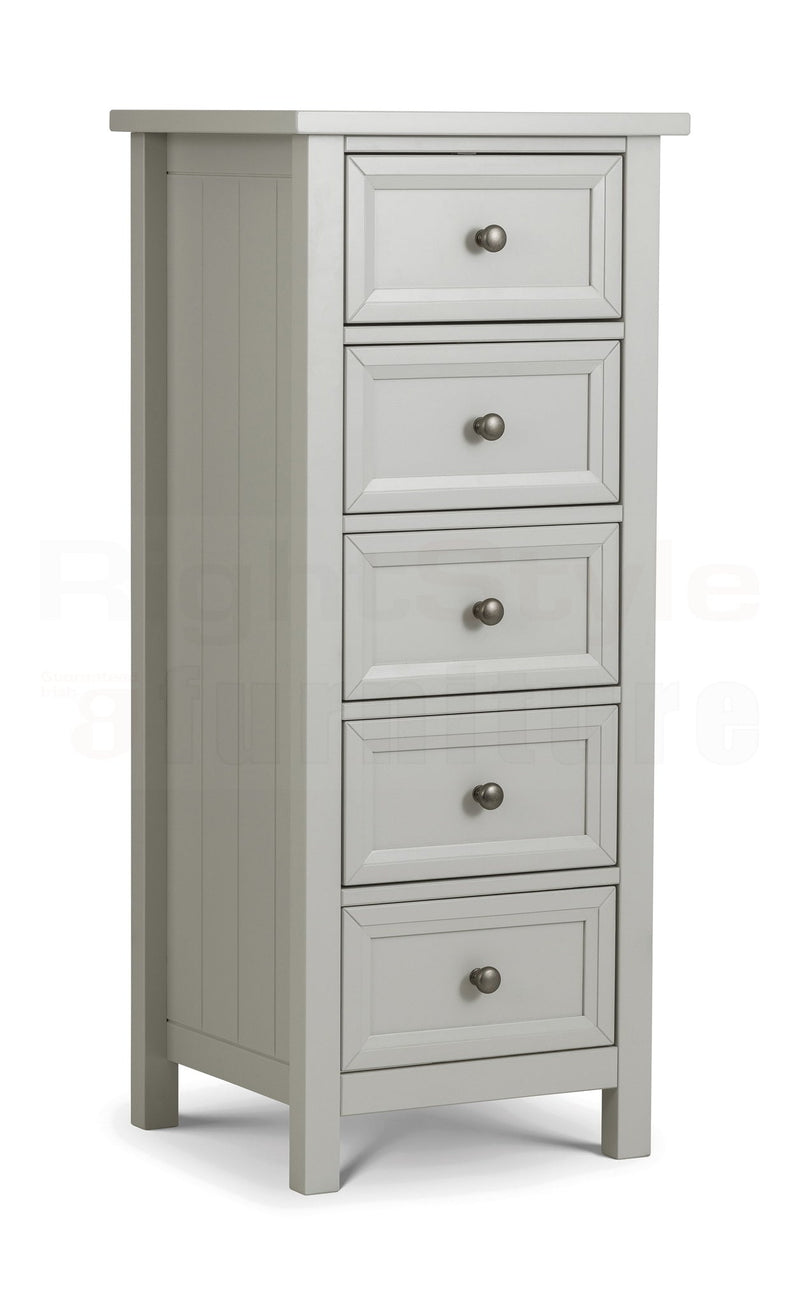 Bangor 5 Drawer Tall Chest- Dove Grey