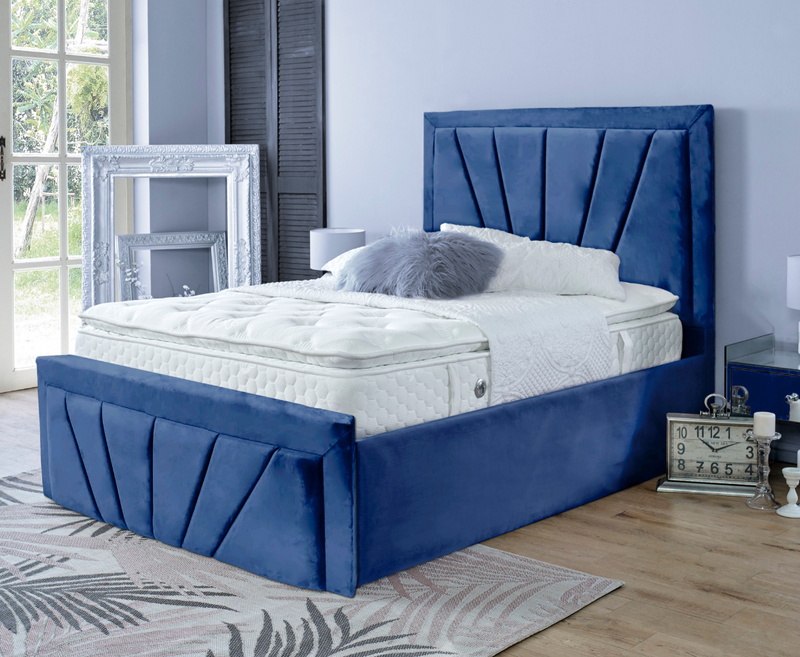 Starry 4ft Small Double Ottoman Bed Frame - Velvet Blue