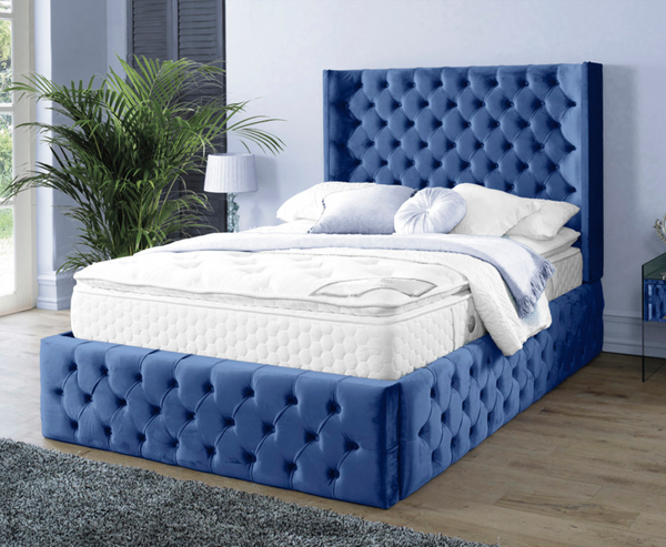 Harlow 4ft Small Double Bed Frame - Velvet Blue