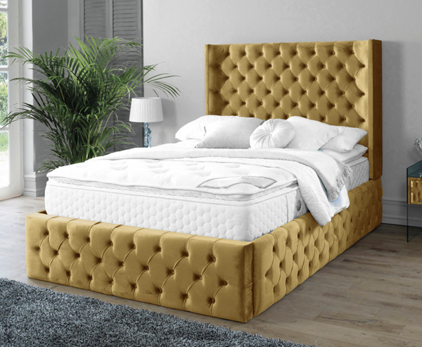 Harlow 3ft Single Bed Frame - Velvet Mustard