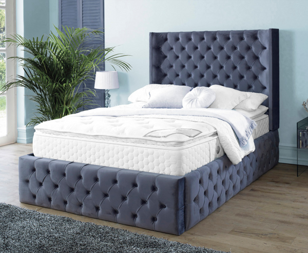 Harlow 4ft Small Double Bed Frame - Velvet Steel