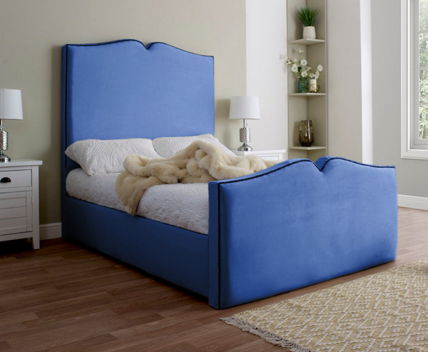 Love Heart 3ft Single Bed Frame - Velvet Blue