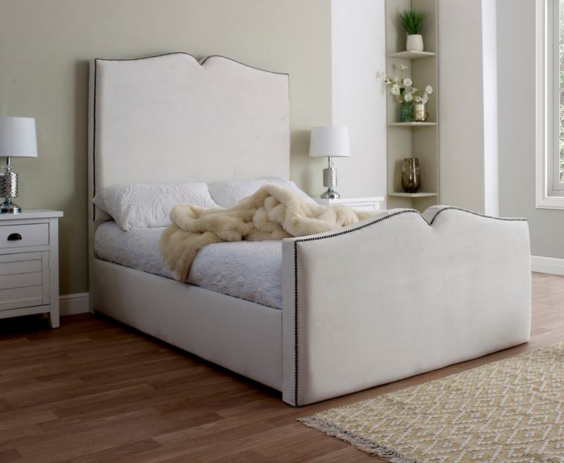 Love Heart 5ft Kingsize Bed Frame - Velvet Cream